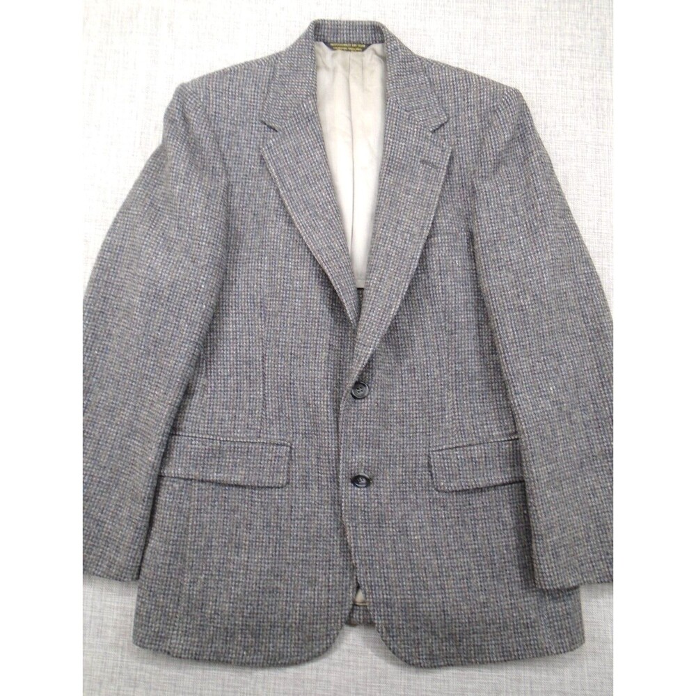 VTG Allyn St. George 40R Grey Wool Blazer Herringbone Sport Coat Jacket